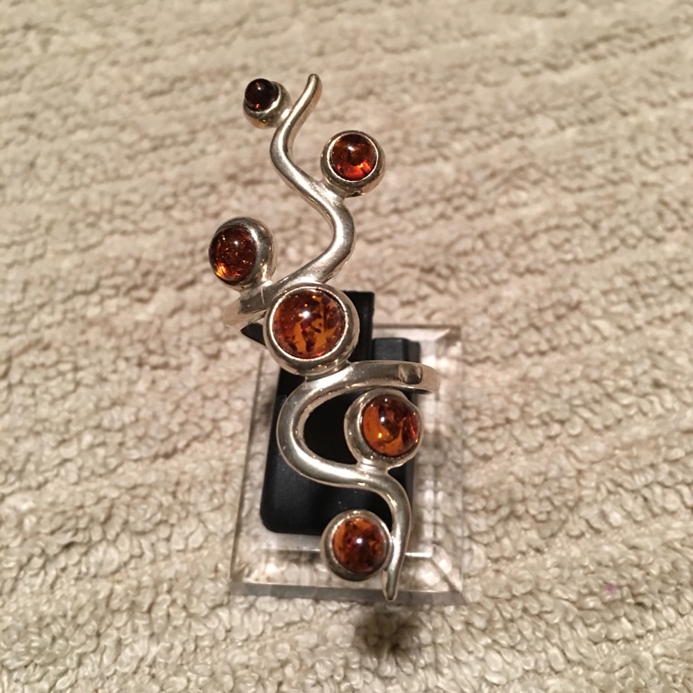 Amber Ring set in sterling silver size 9